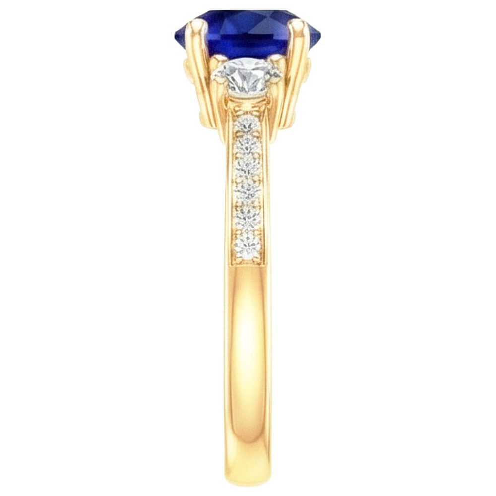 natural round sapphire 2ct ring profile view