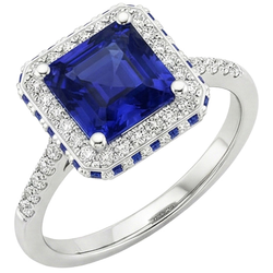 Natural Sapphire Ring 4.50ct - White Gold 14K