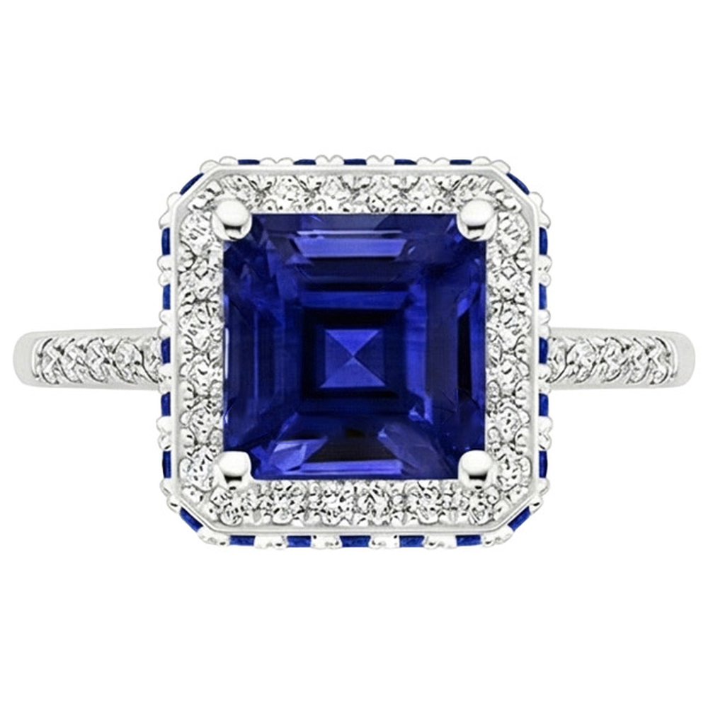 natural round sapphire 4.50ct ring close up detail