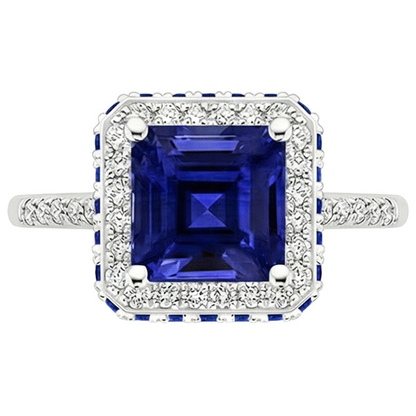 natural round sapphire 4.50ct ring close up detail