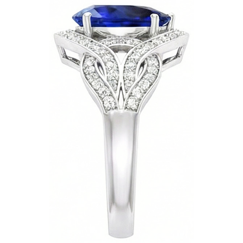 Natural Earth Mined Diamond Gemstone Ring Pear Vintage Style Ceylon Sapphire 3 Carats Gold