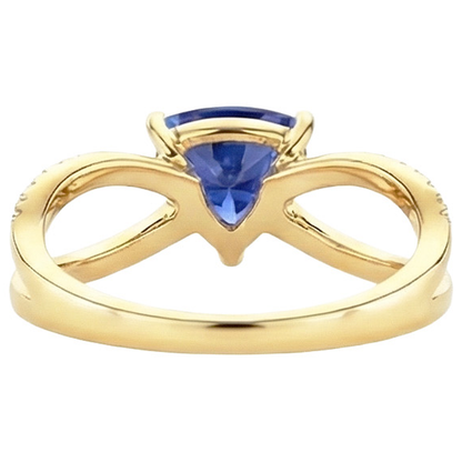 Natural Earth Mined Diamond Gemstone Ring Trillion Shape Sapphire Split Shank 2.50 Carats