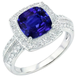 Natural Earth Mined Diamond Gold Jewelry Vintage Style Blue Sapphire Ring 3.25 Carats