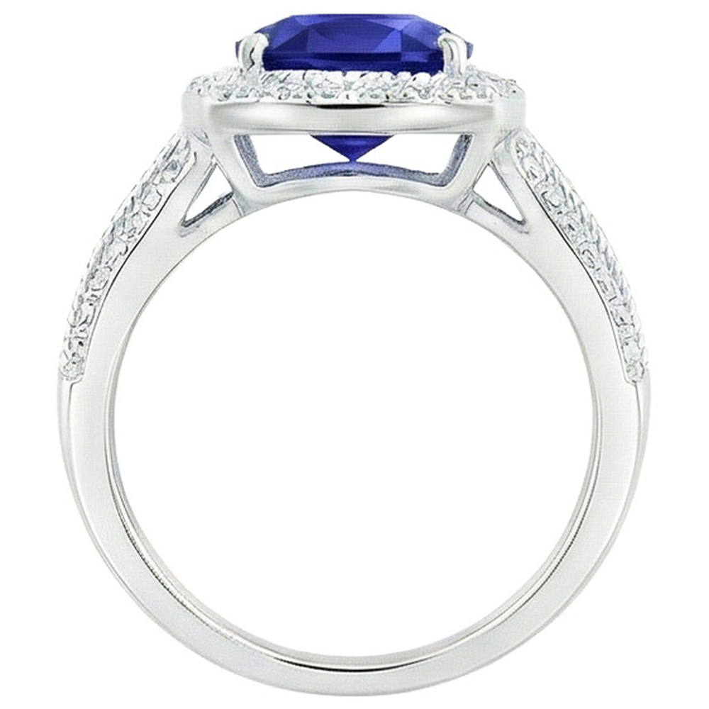 Natural Earth Mined Diamond Gold Jewelry Vintage Style Blue Sapphire Ring 3.25 Carats