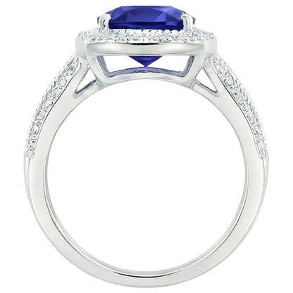 Natural Earth Mined Diamond Gold Jewelry Vintage Style Blue Sapphire Ring 3.25 Carats