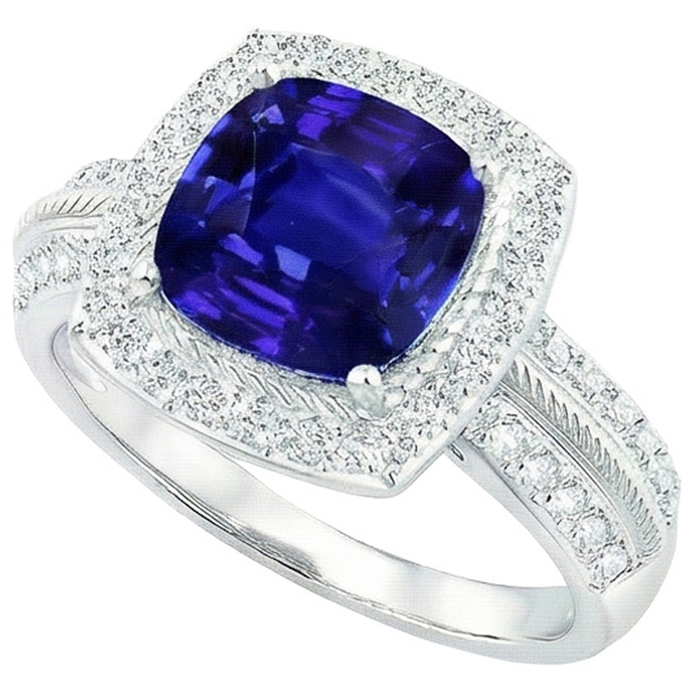 Natural Earth Mined Diamond Gold Jewelry Vintage Style Blue Sapphire Ring 3.25 Carats