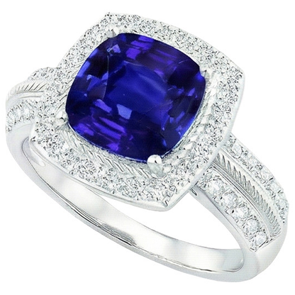 Natural Earth Mined Diamond Gold Jewelry Vintage Style Blue Sapphire Ring 3.25 Carats