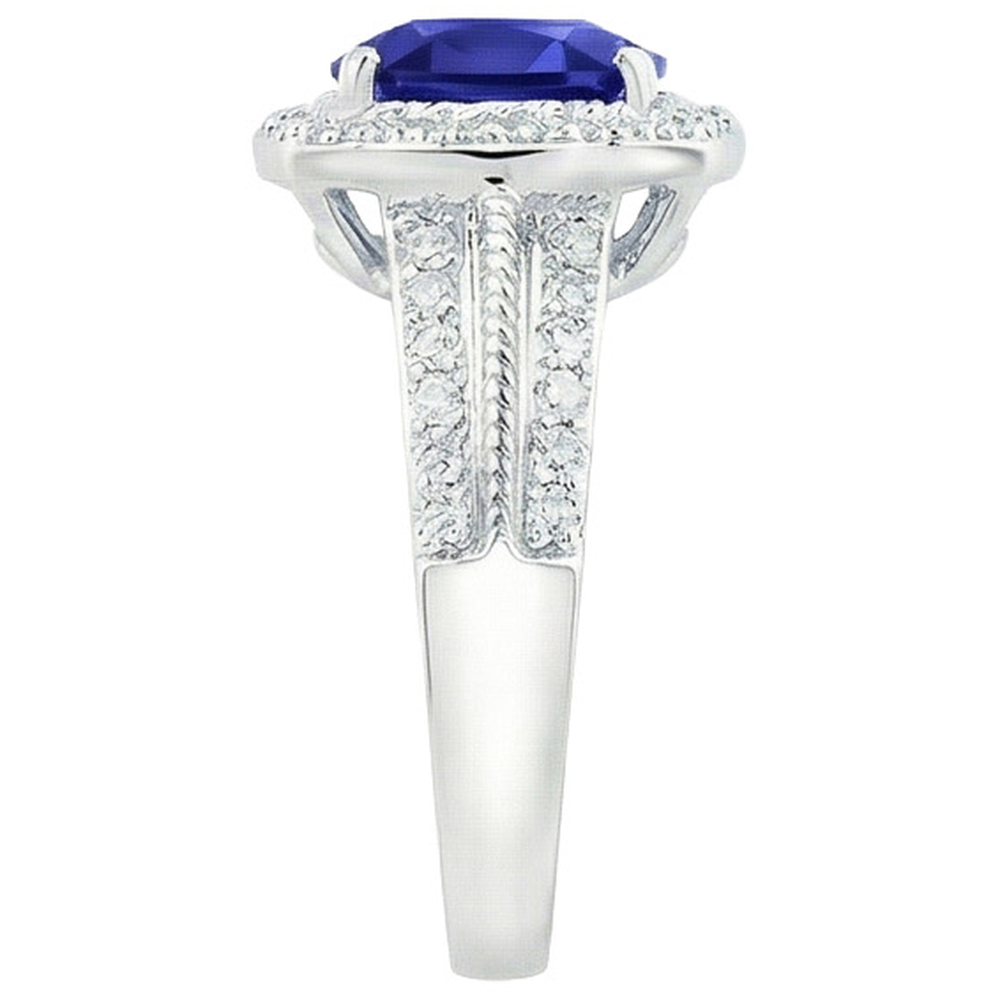 Natural Earth Mined Diamond Gold Jewelry Vintage Style Blue Sapphire Ring 3.25 Carats
