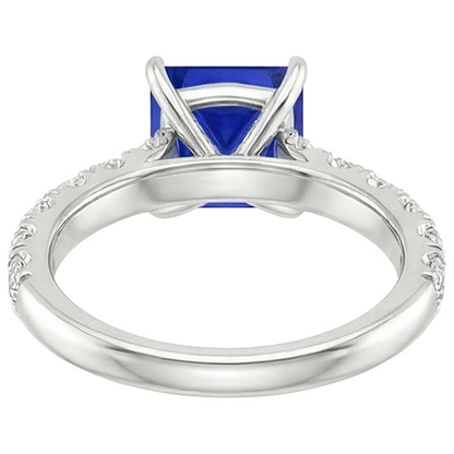 Natural Earth Mined Diamond Gold Ring Prong Set Sri Lankan Sapphire With Accents 6 Carats