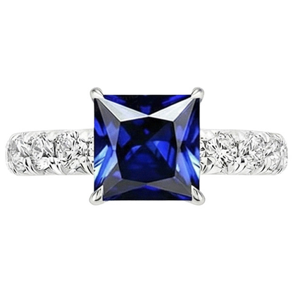 Natural Earth Mined Diamond Gold Ring Prong Set Sri Lankan Sapphire With Accents 6 Carats
