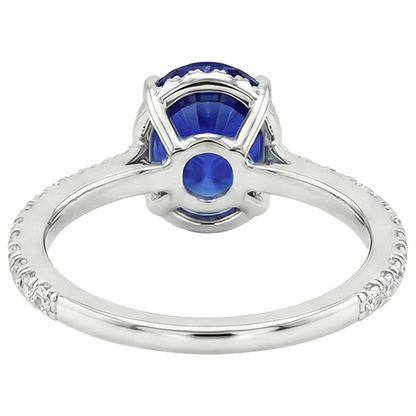 Natural Earth Mined Diamond Halo Anniversary Ring Oval Sri Lankan Sapphire 4 Carats