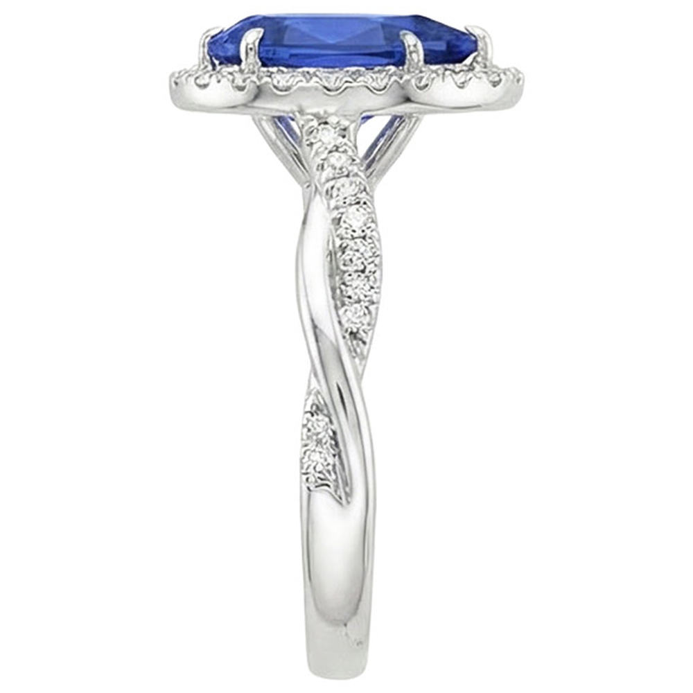natural round sapphire 5.50ct ring profile view