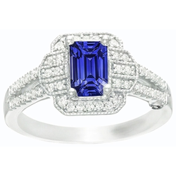 Natural Earth Mined Diamond Halo Emerald Blue Sapphire Ring Vintage Style 4 Carats Gold