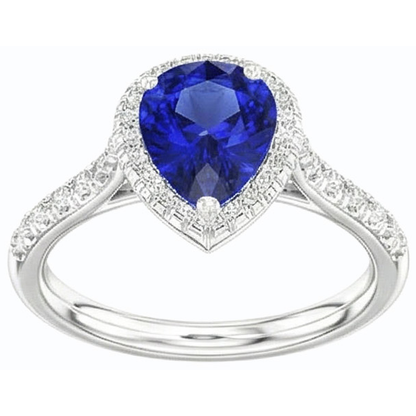 Natural Earth Mined Diamond Halo Engagement Ring Ceylon Sapphire 3.50 Carats
