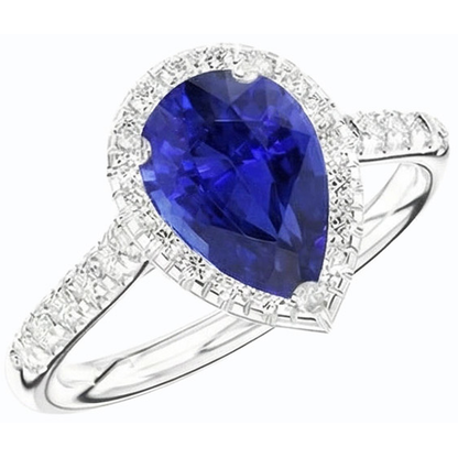 Natural Earth Mined Diamond Halo Engagement Ring Ceylon Sapphire 3.50 Carats
