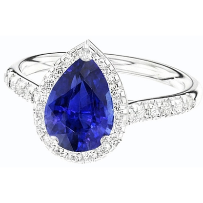Natural Earth Mined Diamond Halo Engagement Ring Ceylon Sapphire 3.50 Carats