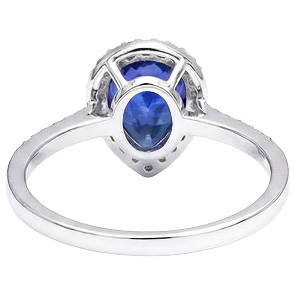 Natural Earth Mined Diamond Halo Engagement Ring Ceylon Sapphire 3.75 Carats With Accents