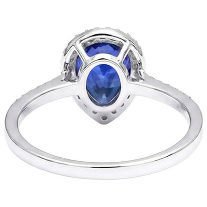 Natural Earth Mined Diamond Halo Engagement Ring Ceylon Sapphire 3.75 Carats With Accents
