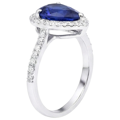 Natural Earth Mined Diamond Halo Engagement Ring Ceylon Sapphire 3.75 Carats With Accents