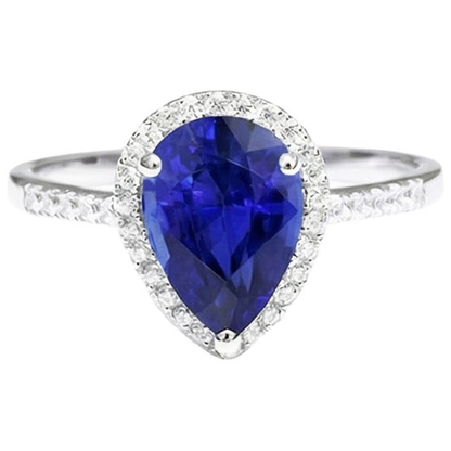Natural Earth Mined Diamond Halo Engagement Ring Ceylon Sapphire 3.75 Carats With Accents