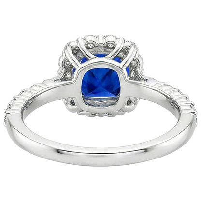 natural round sapphire 3.25ct ring on white background