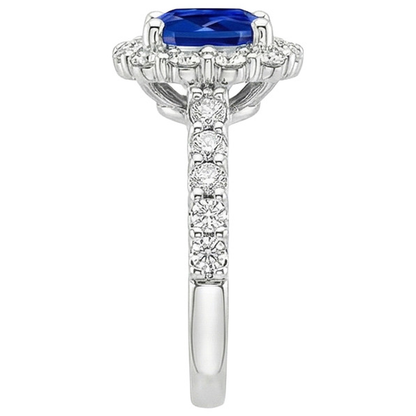 natural round sapphire 3.25ct ring profile view