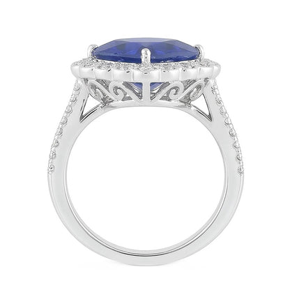 natural round sapphire 5ct ring top view