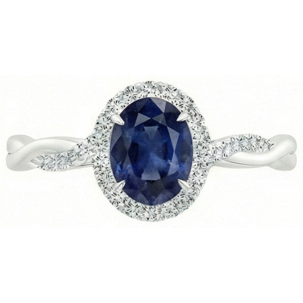natural round sapphire 4.25ct ring side angle