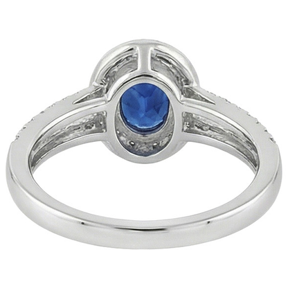 Natural Earth Mined Diamond Halo Ring Bezel Set Oval Ceylon Sapphire Gemstone 2.50 Carats