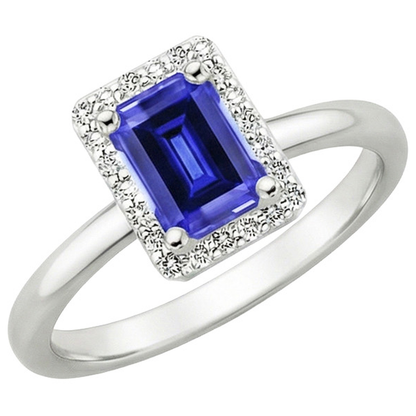Natural Earth Mined Diamond Halo Ring Emerald Ceylon Sapphire & 4 Carats
