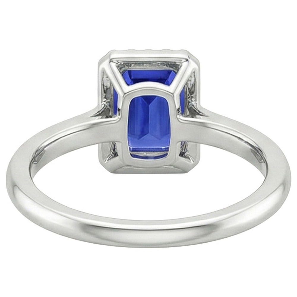Natural Earth Mined Diamond Halo Ring Emerald Ceylon Sapphire & 4 Carats