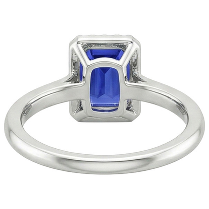 Natural Earth Mined Diamond Halo Ring Emerald Ceylon Sapphire & 4 Carats