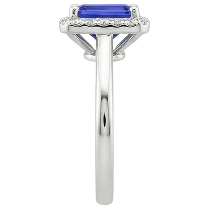 Natural Earth Mined Diamond Halo Ring Emerald Ceylon Sapphire & 4 Carats