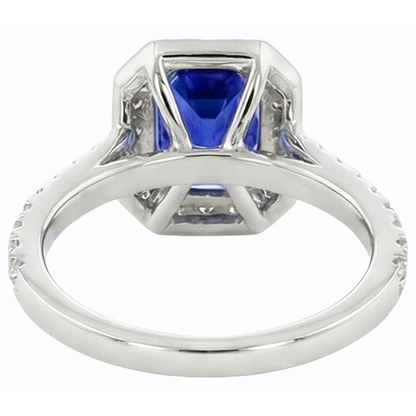 Natural Earth Mined Diamond Halo Ring Emerald Sri Lankan Sapphire 3 Carats