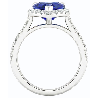 natural round sapphire 3.50ct ring on white background