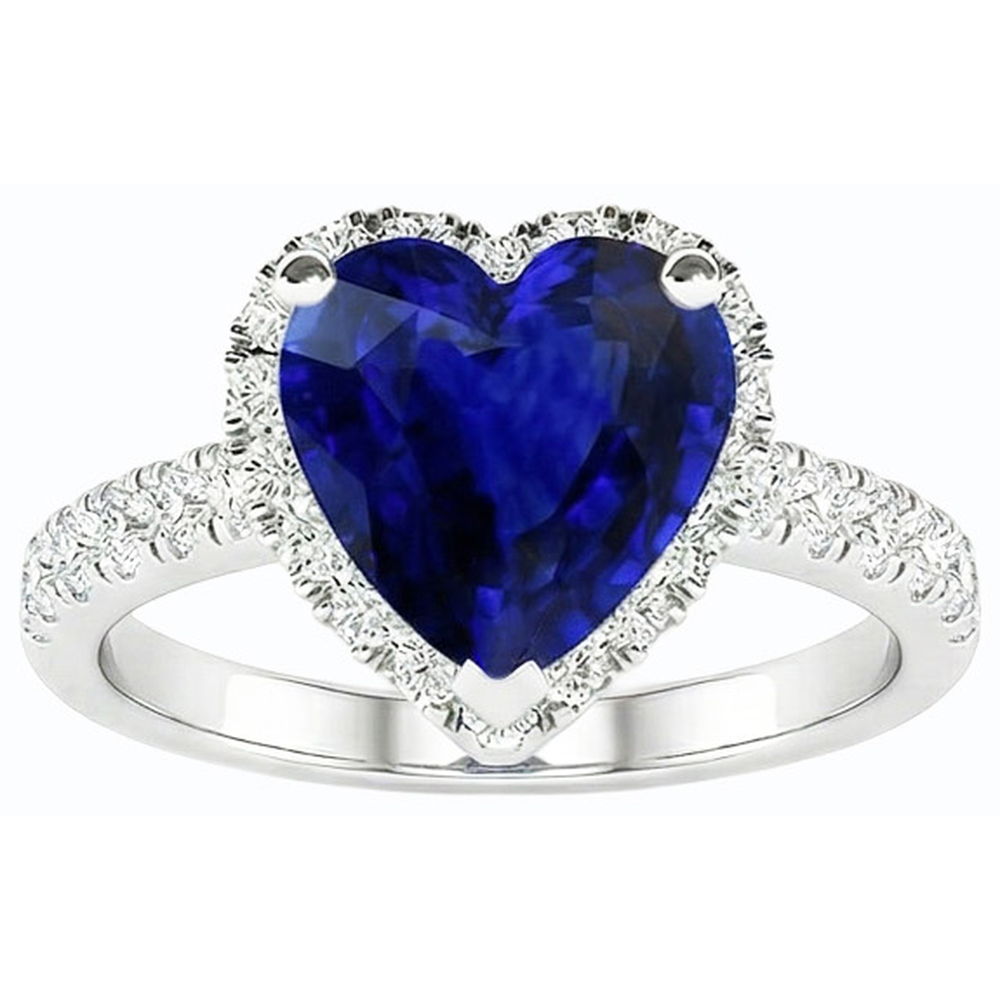 natural round sapphire 3.50ct ring side angle