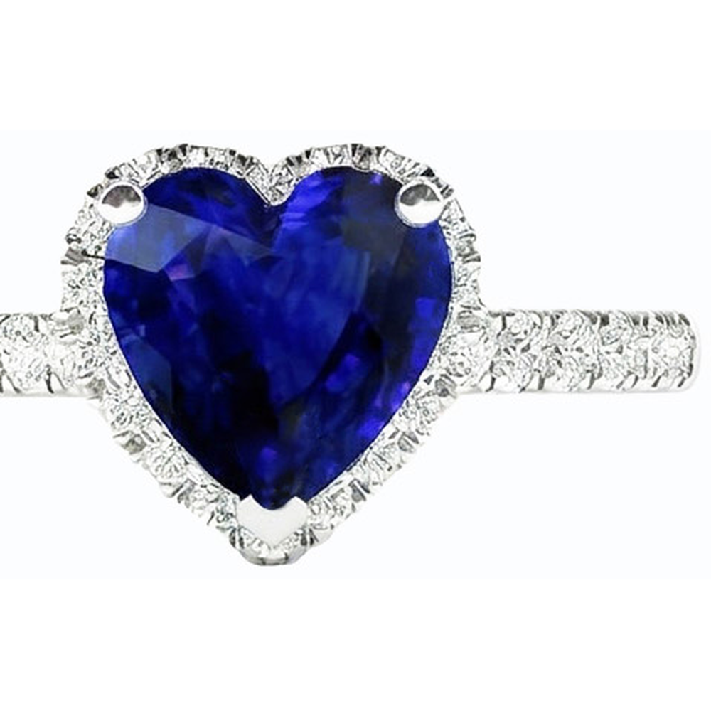 natural round sapphire 3.50ct ring top view