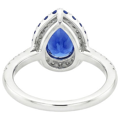 natural round sapphire 5.25ct ring on white background