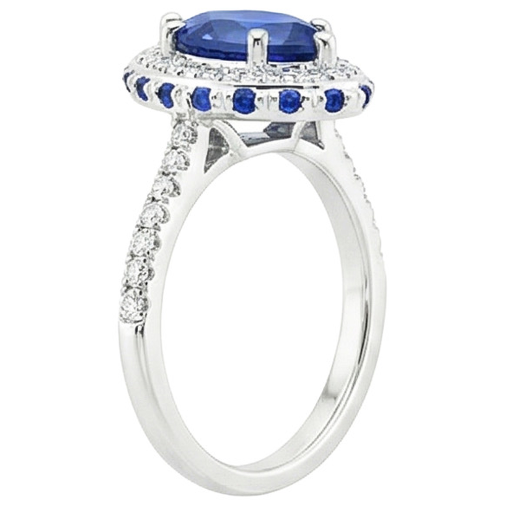 natural round sapphire 5.25ct ring profile view
