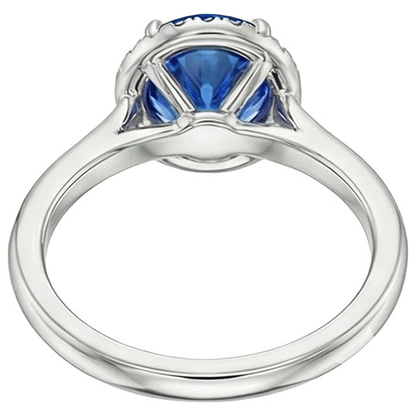 Natural Earth Mined Diamond Halo Ring White Gold Ceylon Sapphire Prong Set 2.50 Carats