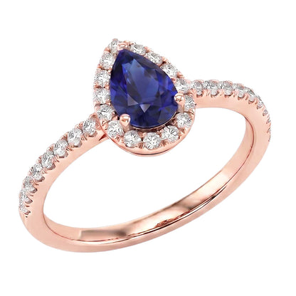 Natural Earth Mined Diamond Halo Rose Gold Ring Deep Blue Ceylon Sapphire 2.50 Carats