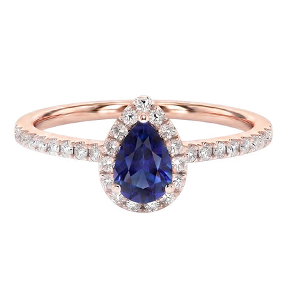 Natural Earth Mined Diamond Halo Rose Gold Ring Deep Blue Ceylon Sapphire 2.50 Carats