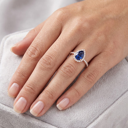 Natural Earth Mined Diamond Halo Rose Gold Ring Deep Blue Ceylon Sapphire 2.50 Carats