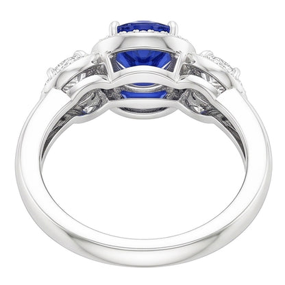 Natural Earth Mined Diamond Halo Round Blue Sapphire Ring 5 Carats Ladies Jewelry