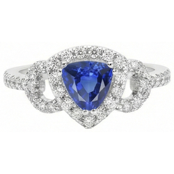Natural Earth Mined Diamond Halo Trillion Srilanka Sapphire Ring 3 Carats Accented Jewelry
