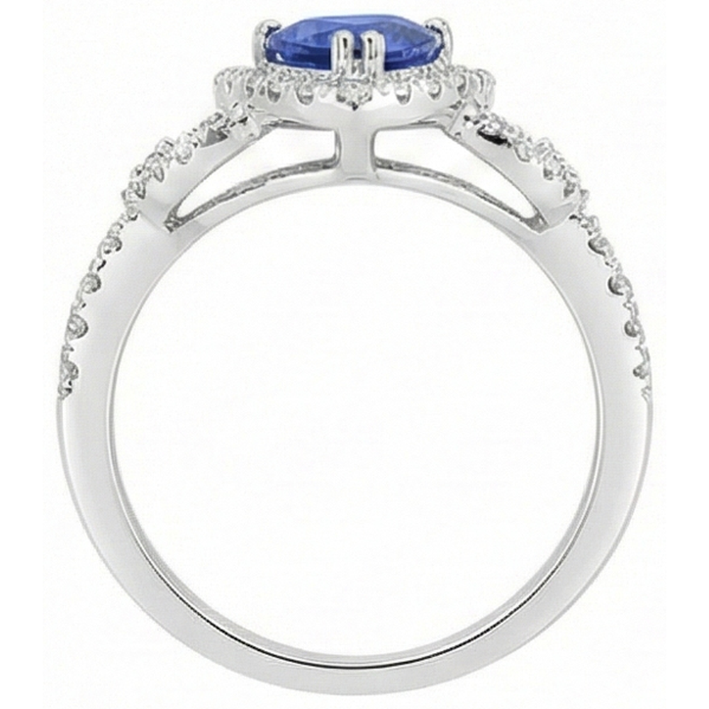 Natural Earth Mined Diamond Halo Trillion Srilanka Sapphire Ring 3 Carats Accented Jewelry