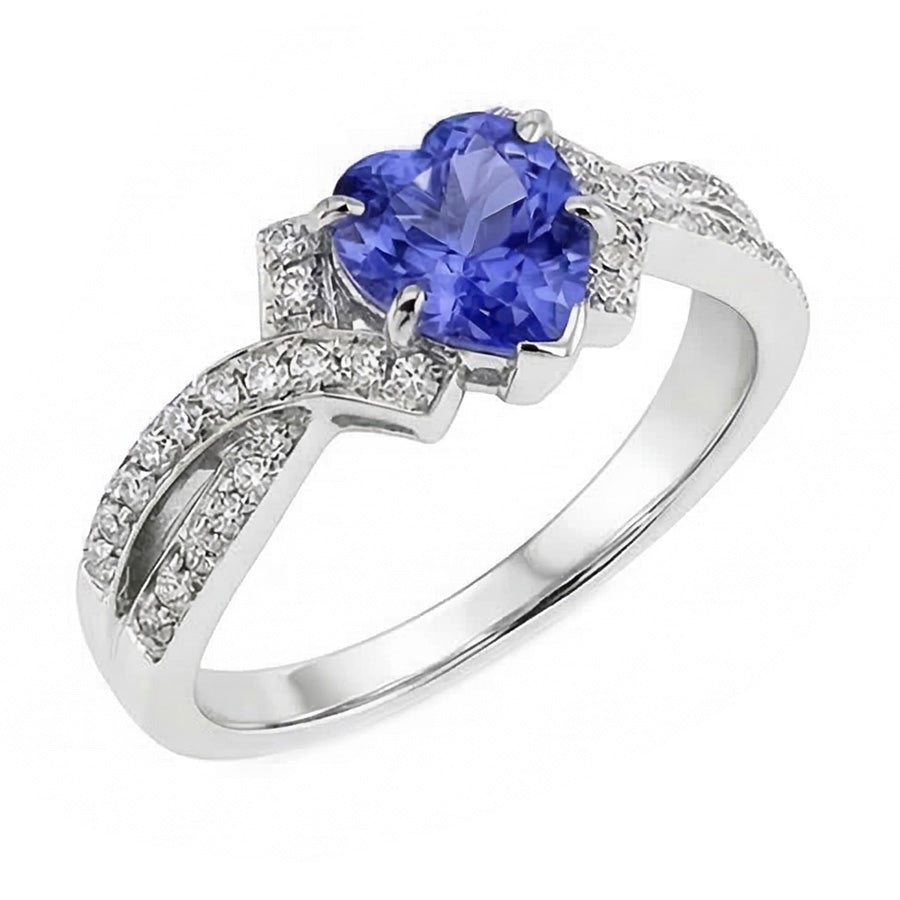 Natural Earth Mined Diamond Heart Cut Sapphire Ring Twisted Shank Jewelry 2.50 Carats