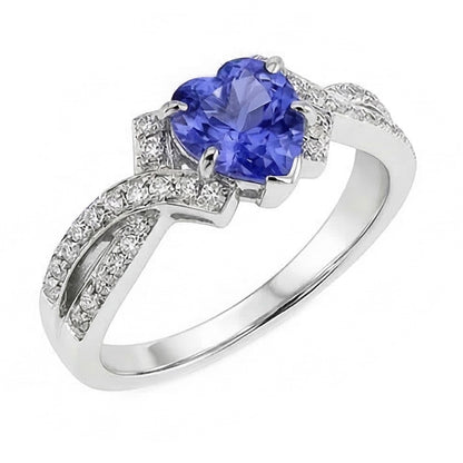 Natural Earth Mined Diamond Heart Cut Sapphire Ring Twisted Shank Jewelry 2.50 Carats