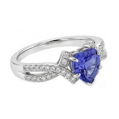 Natural Earth Mined Diamond Heart Cut Sapphire Ring Twisted Shank Jewelry 2.50 Carats