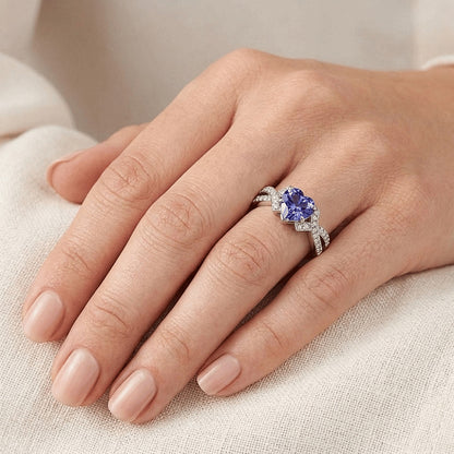 Natural Earth Mined Diamond Heart Cut Sapphire Ring Twisted Shank Jewelry 2.50 Carats